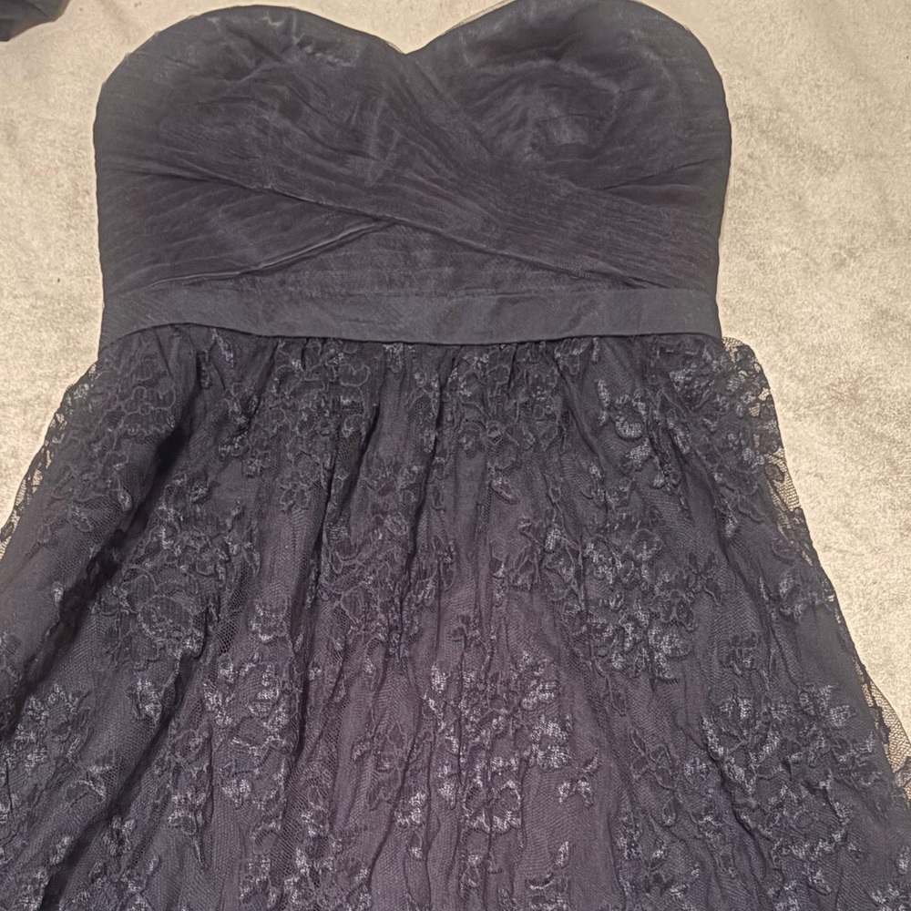 Elegant Black Strapless Lace Dress